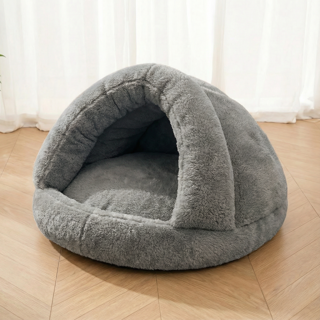 Dog and Cat Bed with Cozy House-Style Canopy
